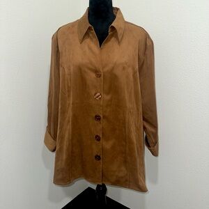 STUNNING Dress barn button up Shirt/Jacket in a beautiful camel brown.